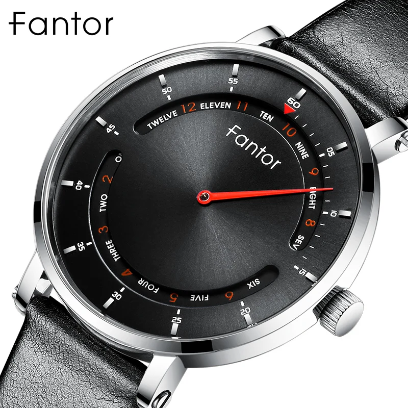 Fantor Brand Luxury Woman Fashion Design Casual Quartz Ladies Elegant All Black Leather Watch for Women