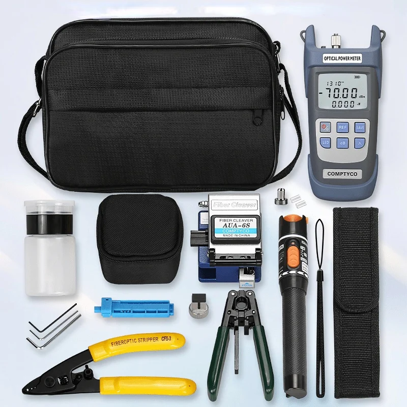 

19pcs/set FTTH Fiber Optic Tool Kit With Fiber Cleaver -70~+10dBm Optical Power Meter Visual Fault Locator 10mw Vfl Opm Stripper