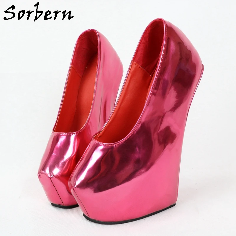 Sorbern Metallic Women Pumps Heavy Hoof Sole Slip On Shoes Unisex Plus Size 46 Custom Color Shoes Ladies Sexy Fetish Heels