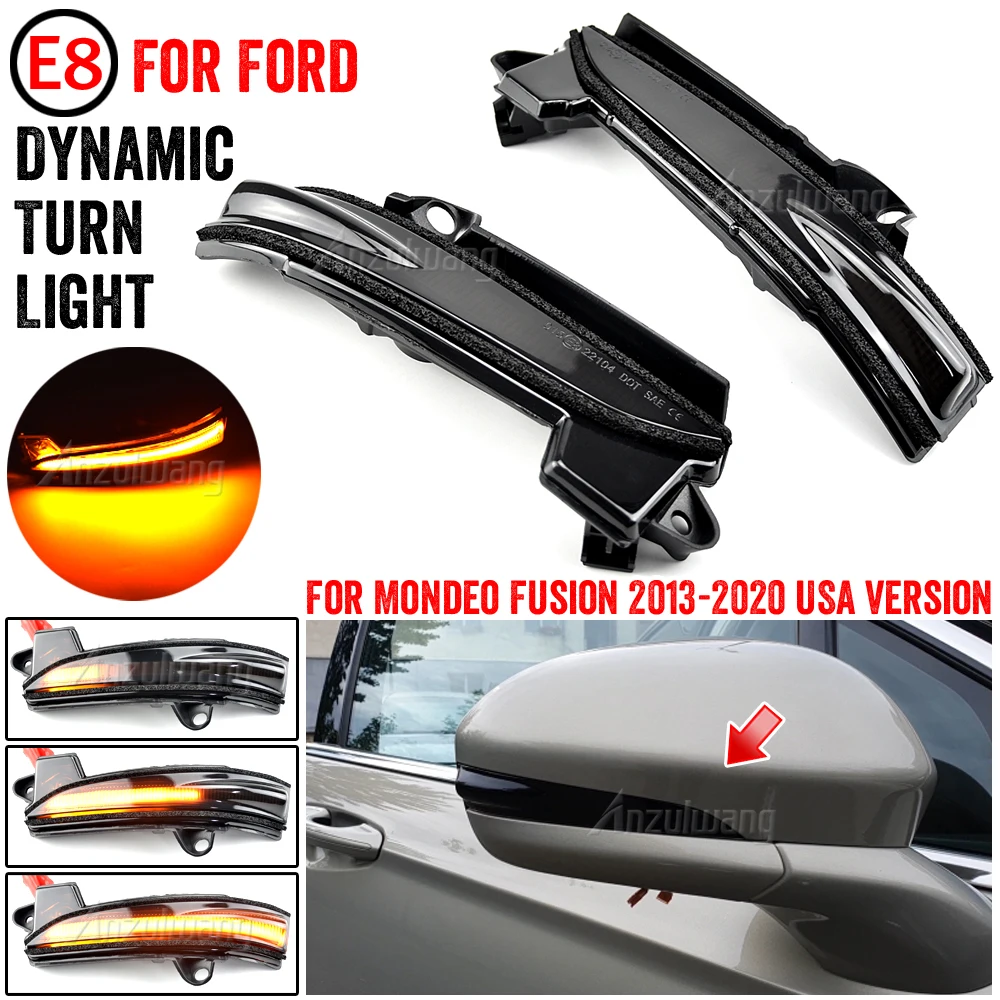 For Ford Fusion Mondeo USA Version 2013-2020 New LED Dynamic Turn Signal Light Side Mirror Sequential Lamp Blinker Indicator