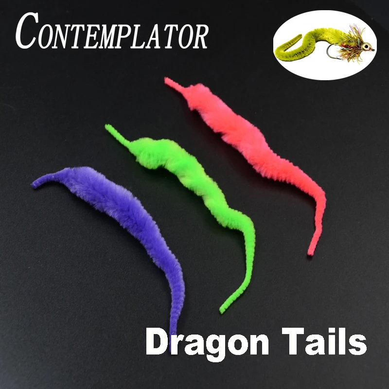 Contemplator 5colors 5.7’’ Fly Tying Dragon Tails Streamers Bass Pick 10pcs Fastness&Durable Tapered Tails For Tying BIG BAITS