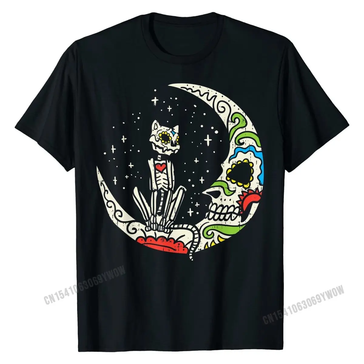 Sugar Moon Dia De Los Muertos Halloween T-Shirt Summer T Shirt for Men Cotton Camisa