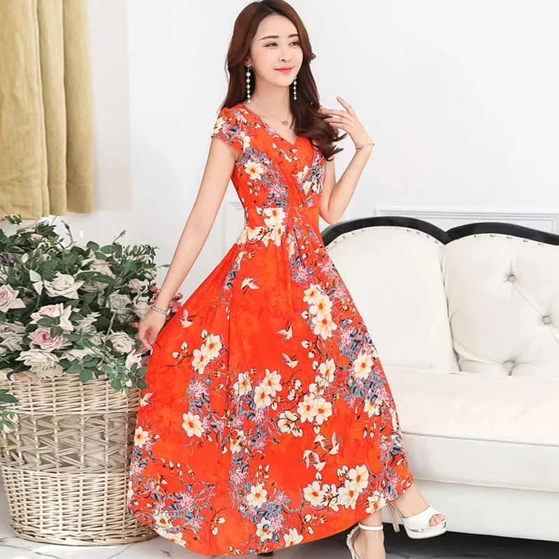 Femme 2020 Bohemian Robe Summer Dresses Brazil Chiffon Beach Plus Size Women Clothing Floral Dress Famale FYY612