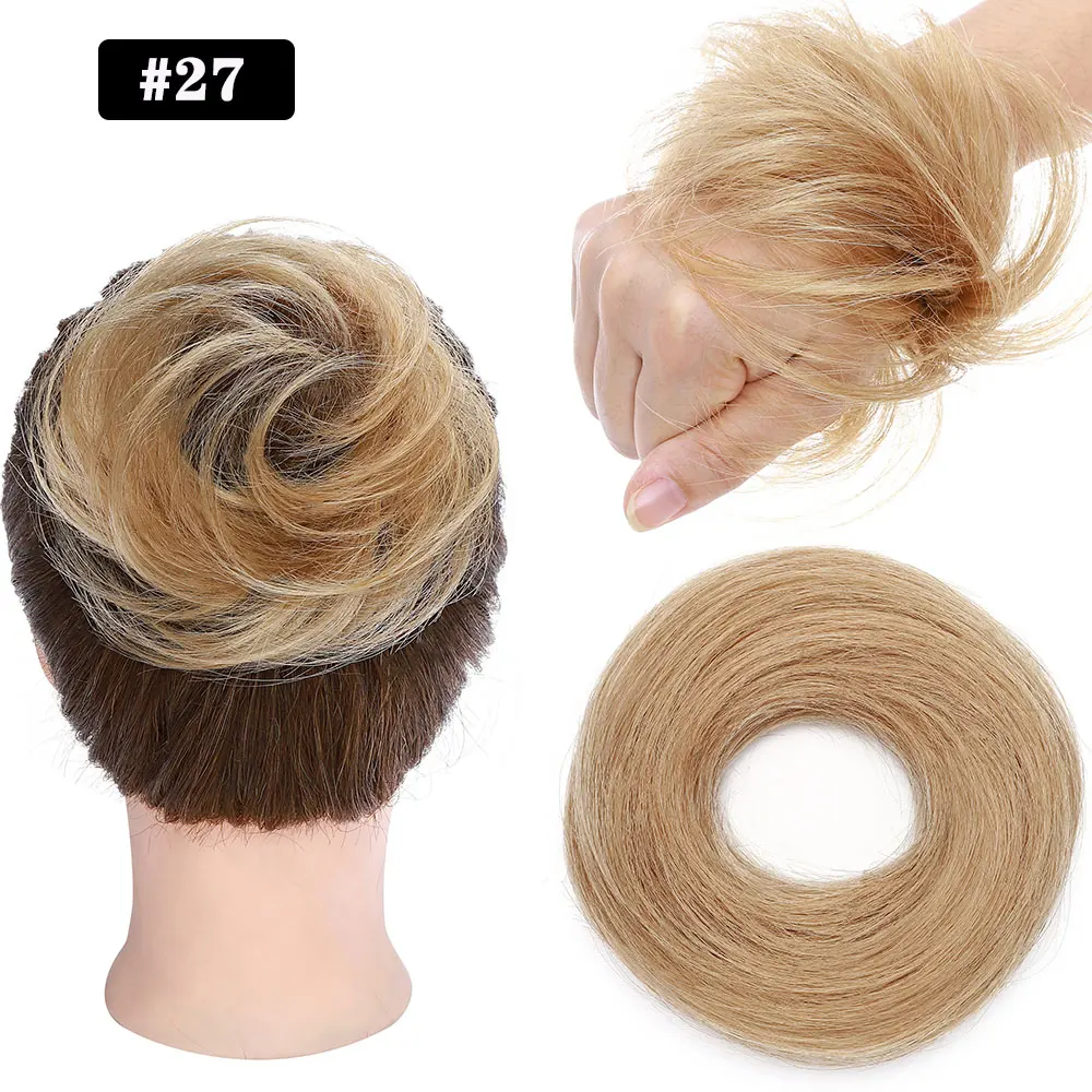 SEGO 100% Menschliches Haar Brötchen Elegante Chignon Scrunchies Haarpferdeschwanz Gerade Donut Updo Haar Stück Für Frauen 17g – Detail 9