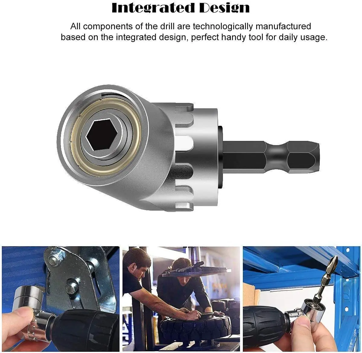 7mm-19mm Universal Socket Grip Ratchet Wrench Power Drill Adapter & 105 Degree Right Angle Driver Extension Power Drill B