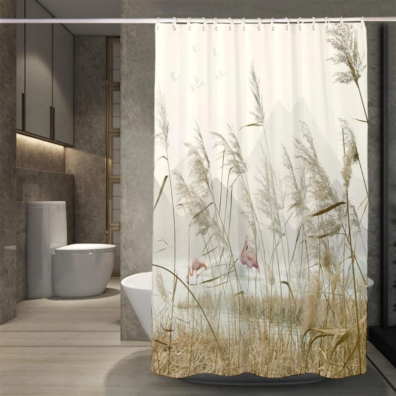 

New Shower Curtain Sanitary Partition Free Perforated Shower Curtain Bathroom Moisture-proof Shower Curtain Hook