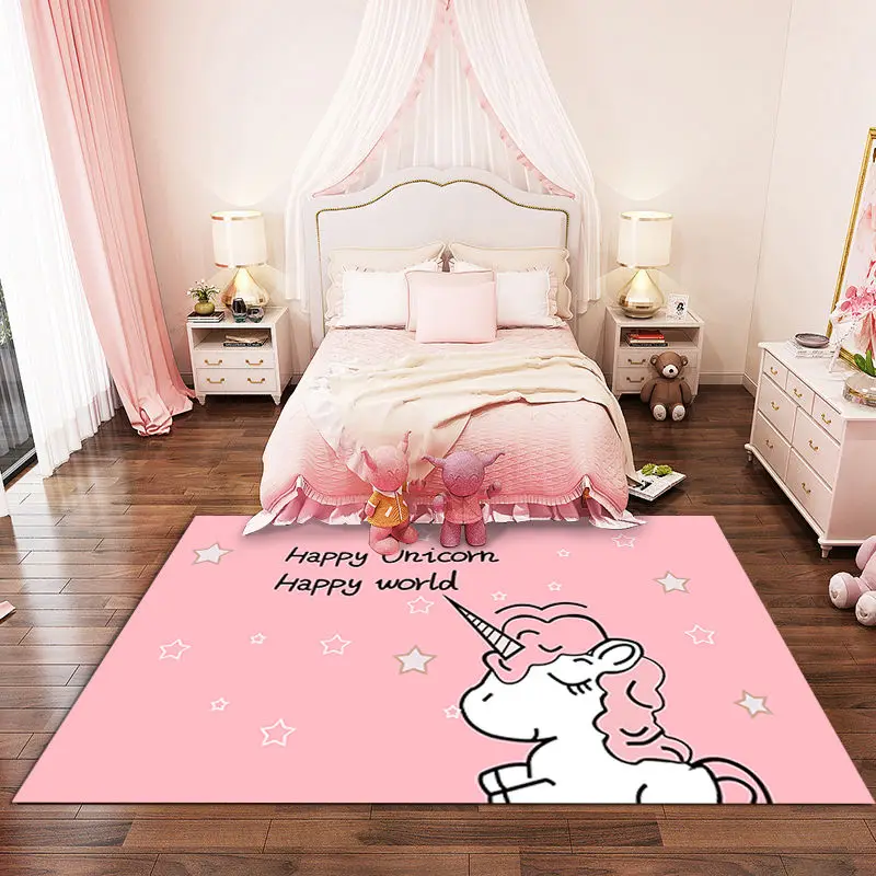 

Cartoon Child Pink Unicorn 3D Printed Carpets For Living Room Bedroom Area Rugs Baby Crawl Mat Kids Room play Christmas gift Rug