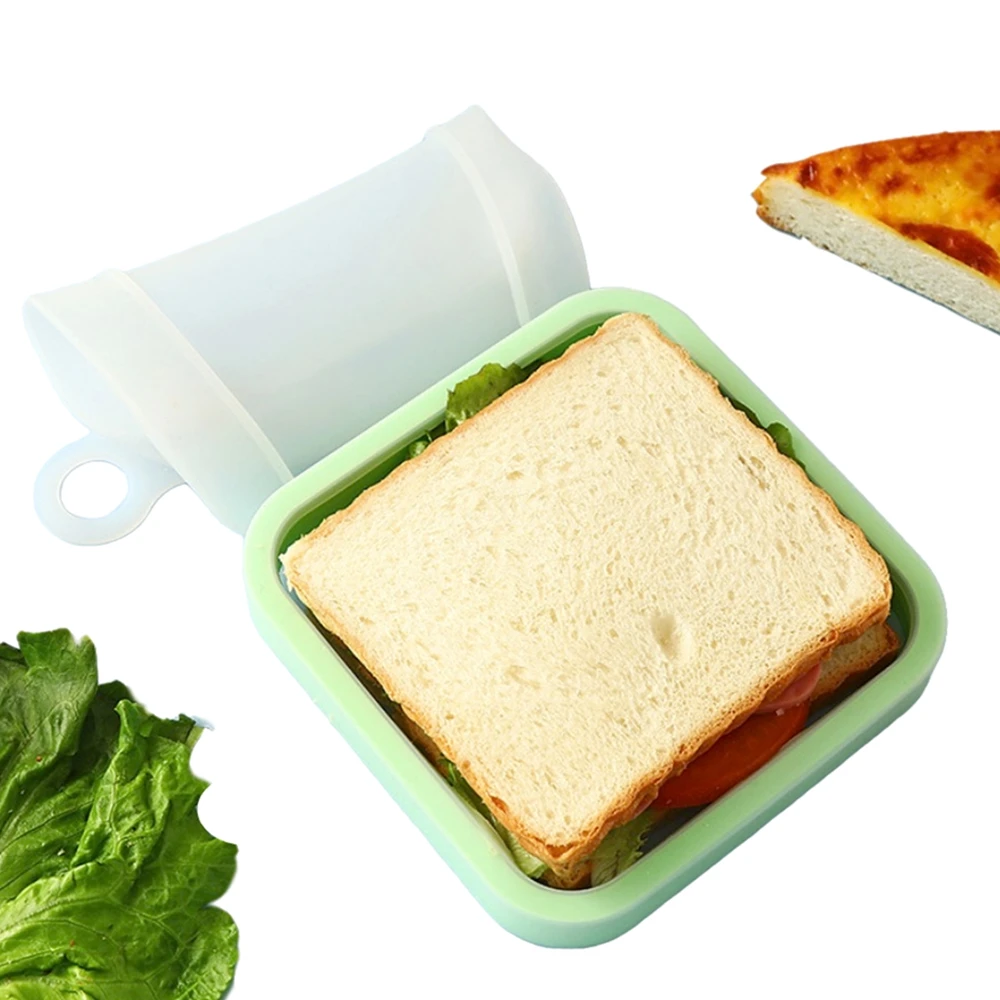 Reusable Sandwich Container Silicone Sandwiches Box Lunch Container Toast Bags School Word Easy to Use Kitchen Food Container