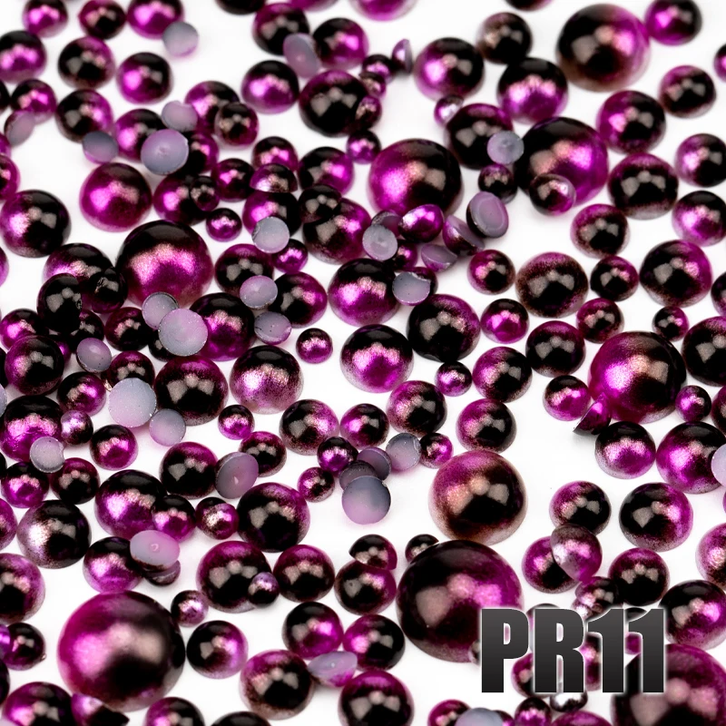 VDD 200g Großhandel, gemischte Größen 3-10mm, Meerjungfrauenfarbe, ABS-Imitationsperlen, halbrunde Flachrückseite, Perlen für Bastelarbeiten, DIY, Nagelkunst-Zubehör – Detail 13