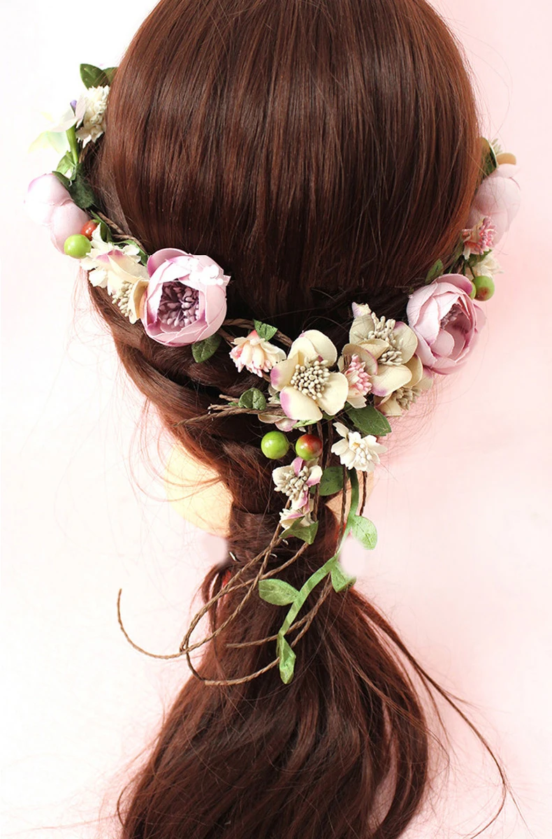 Wedding Flower Wreath wedding decoration bridal hair headdress Flower Crown hair accessories adjustable party garlands