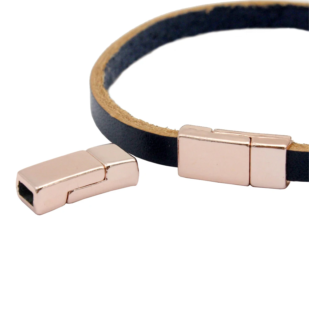 Aaazee 3 Pieces 5mm Flat Magnetic Clasps for 5mm Flat Leather for DIY Bracelete Jewelry