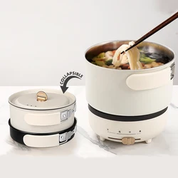 220V Folding Electric Cooking Pot Mini Portable Electric Skillet Split Type Frying Pan Travel Multifunctional Hotpot 1.2L