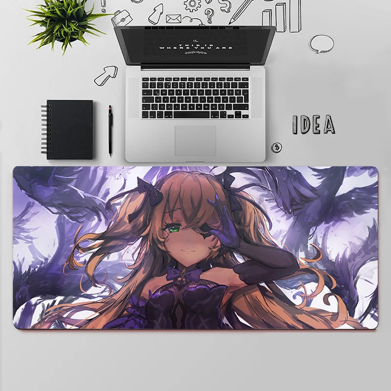 Tapis de souris de jeu pour PC, grand format, pour ordinateur de bureau, Genshin Impact Fischl, taille XXL