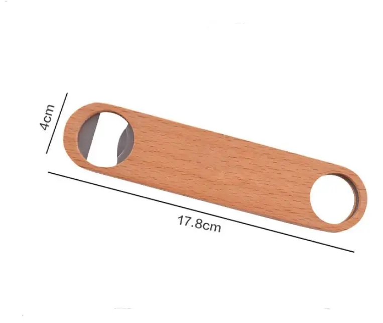 100pcs DIY Wooden Stainless steel Large Flat Beer Bottle Opener Flat Bottle Opener Tool Bar Beer Wine Openers Custom logo SN3557