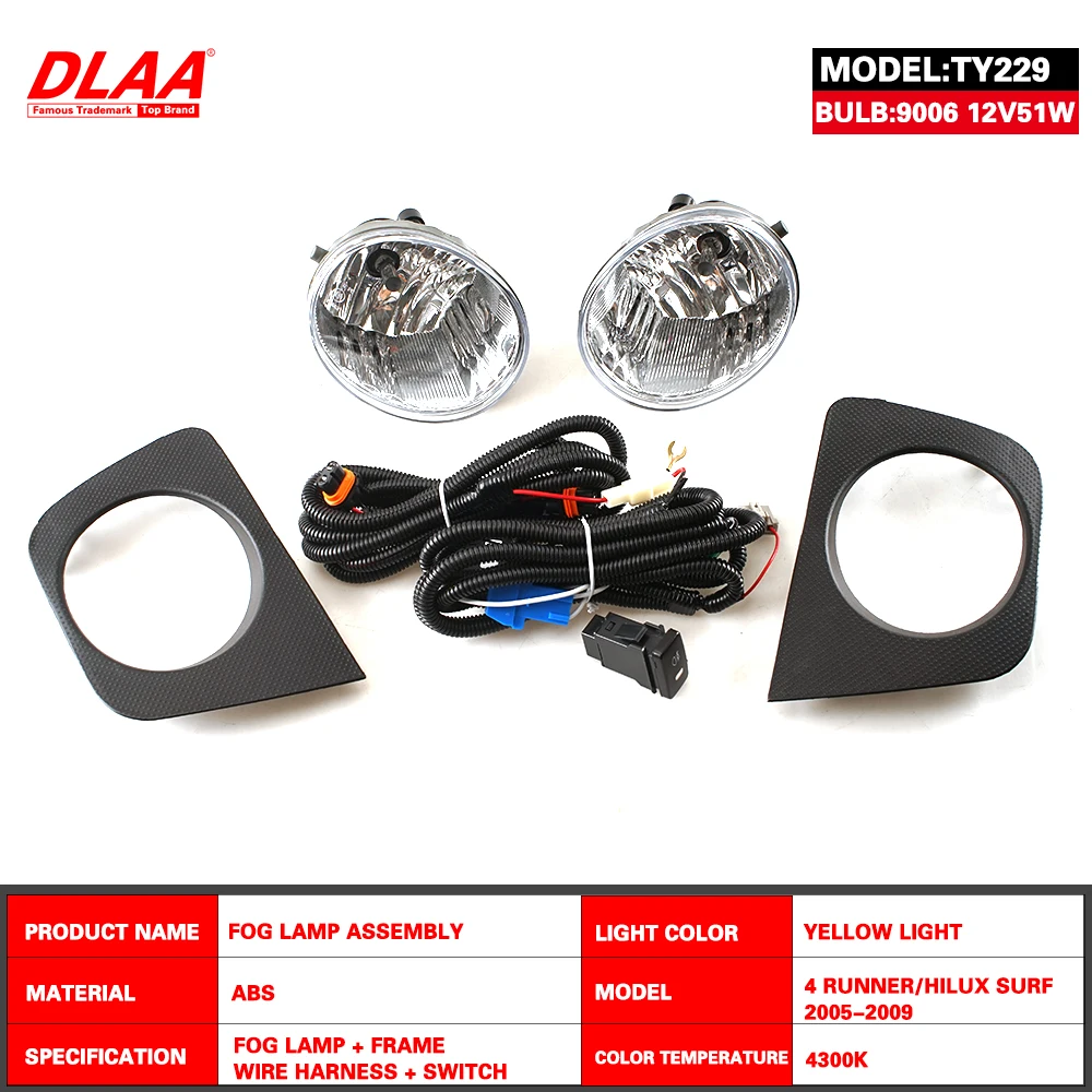 DLAA Front Fog Lights for 4Runner Hilux Surf 2005-2009 Car Styling Spot Light Fog Lamps with Switch 1 Pair