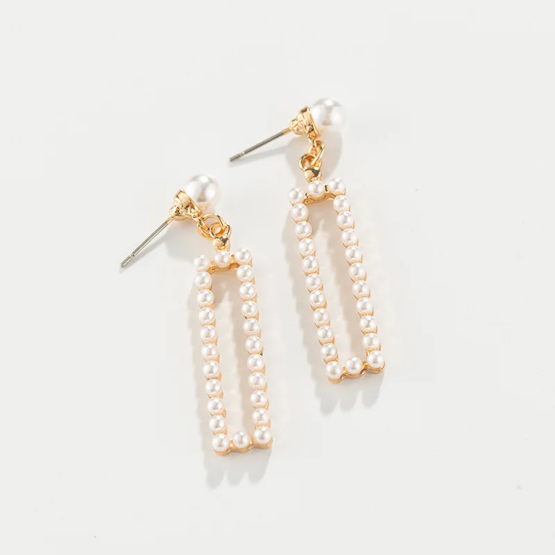 2020 New High-end Seaside Holiday Style Square Pearl Fashion Trendy Simple Earrings For Women Accessories Oorbellen  Trendy