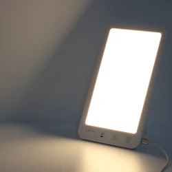 Light Therapy Lamp - Sun Lamp with 10000 lux LED and 3 Adjustable Color, Tablet Size and Brightness Controls (White）