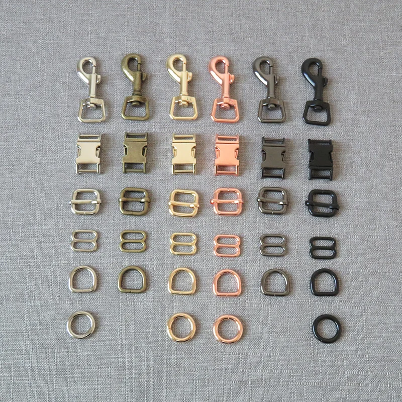 

50PCS 15mm Metal D O Ring Belt Straps Slider Side Release Buckle Spring Snap Hook For Dog Collar Leash Harness Sewing Accessory