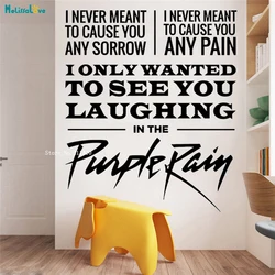 Purple Rain Prince Lyrics Wall Sticker New Art Classic WordDesign Decals Removable Home Decor Living Room YT3155