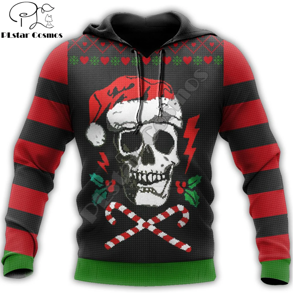 

Santa skull 3D All Over Printed Mens Hoodie Skulls Christmas Hooded Sweatshirt Autumn Streetwear Unisex Casual hoodies KJ720