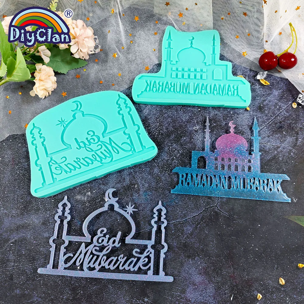 10 Styles Ramadan Fondant Silicone Mold For Muslim Eid Mubarak Decoration Chocolate Resin Gypsum DIY Handmade Making Mould