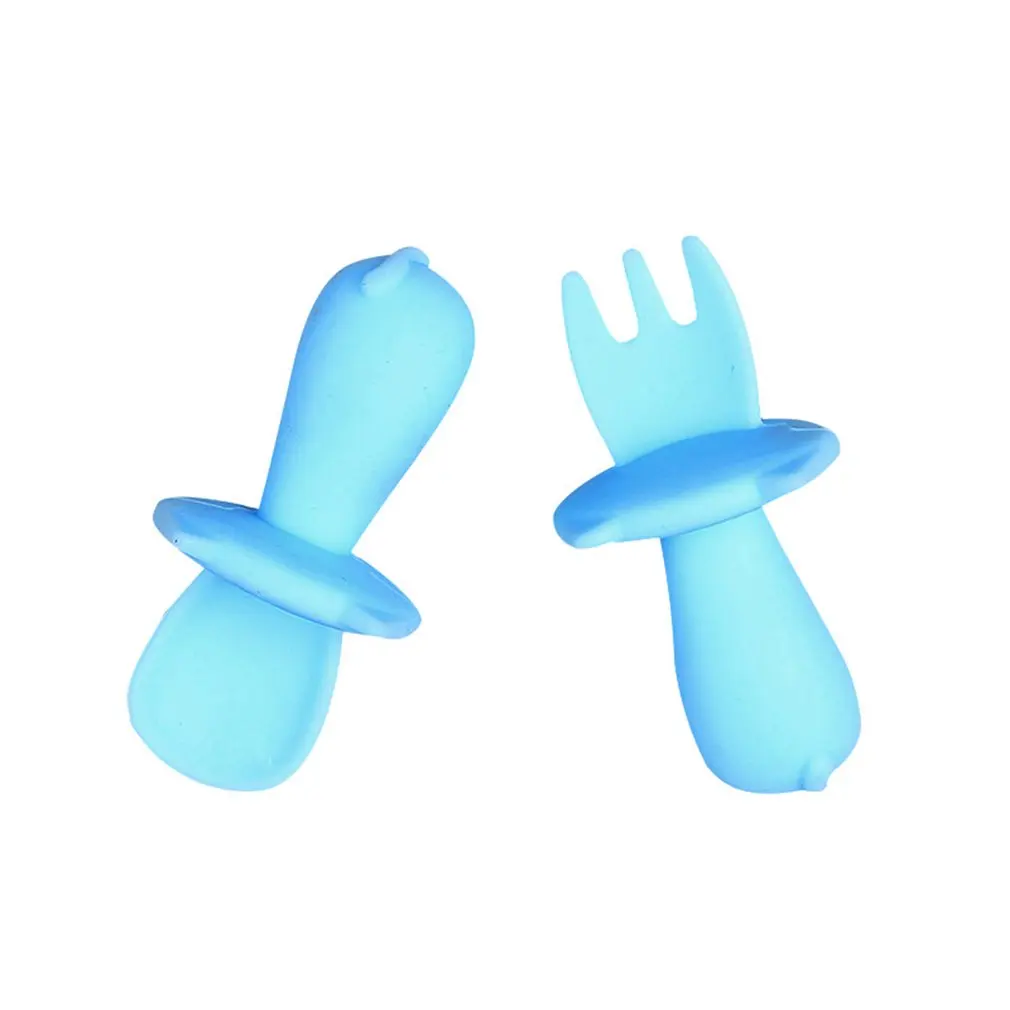 2pc/set Silicone Spoon Fork for Baby Safety Feeding Child Dining Spoon Tableware Tongue Anti Scald Anti-Choke Children Tableware