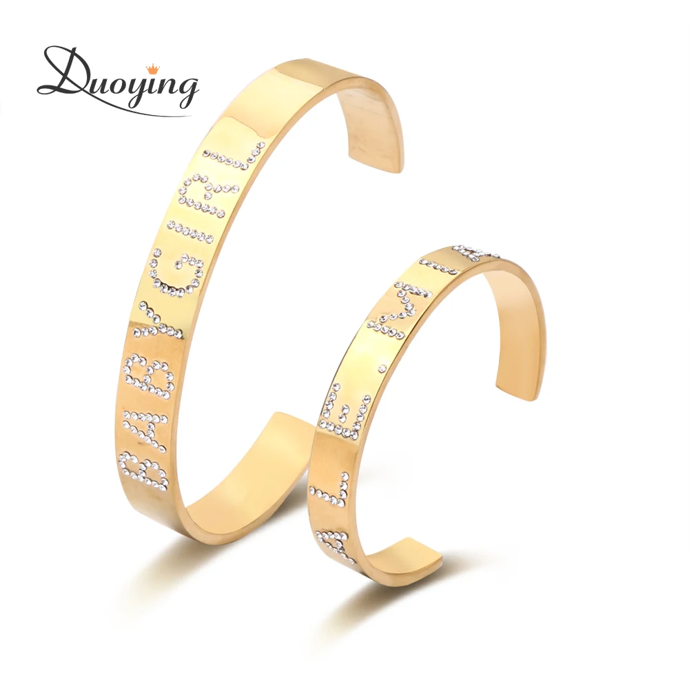 Duoying Name Bangle,Bar Bracelet,Custom Name Personalized Bracelets,Letter Name Bangle for Women Best Friend Gifts Christmas