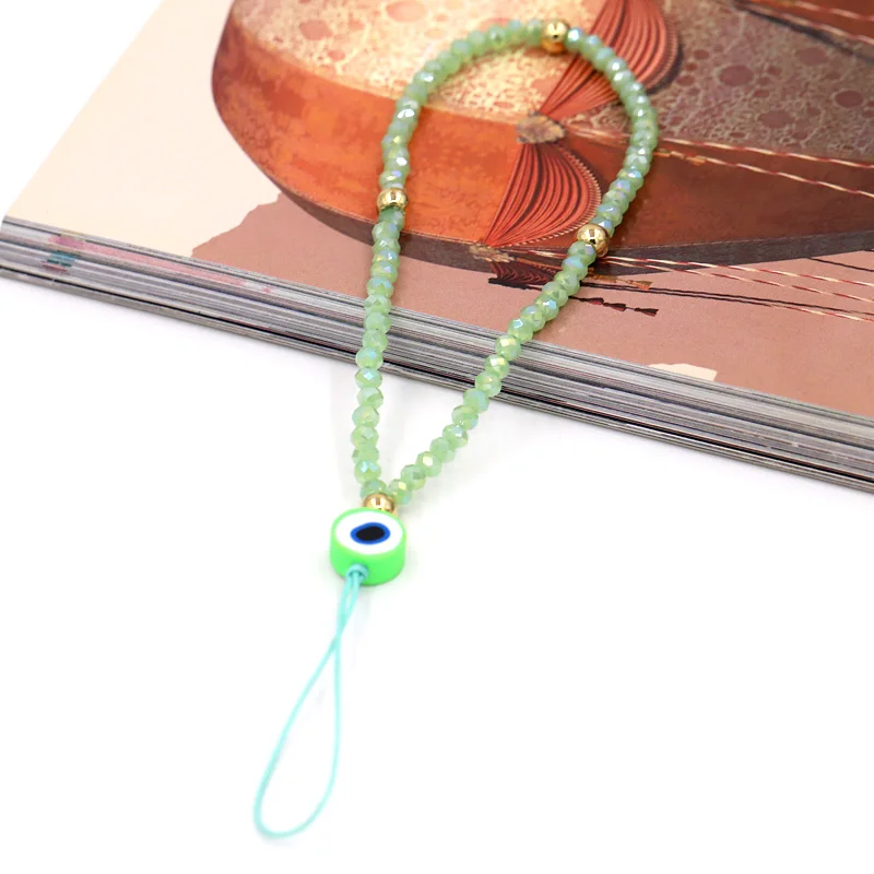 Neue Mode Schmuck Telefon Kette Zubehör Bunte Kristall Evil Eye Charm Lanyard Gurt – Detail 11