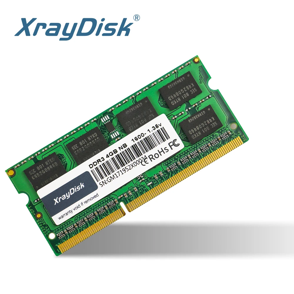 XrayDisk-memoria RAM DDR3 DDR3L para portátil, 4GB, 8GB, 1600Mhz, SO-DIMM, 1,35 V, 204 Pines, Sodimm