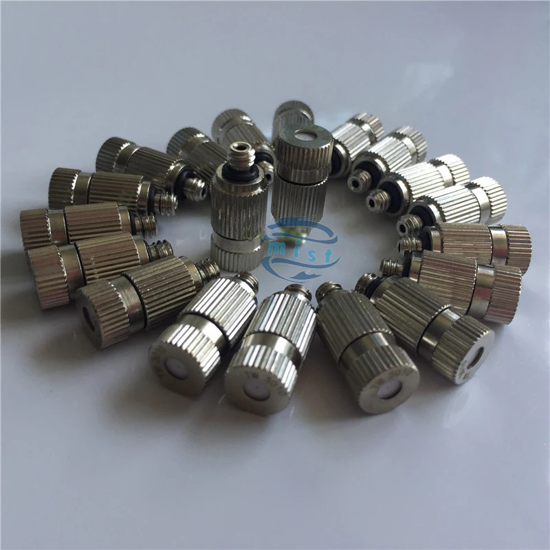 

A27 Total 50pcs Threaded 3/16'' Brass Fog Mist Nozzle Misting Fogging Spray Sprinkler Head Mist Water Sprayer Anti-drip Dry Fog