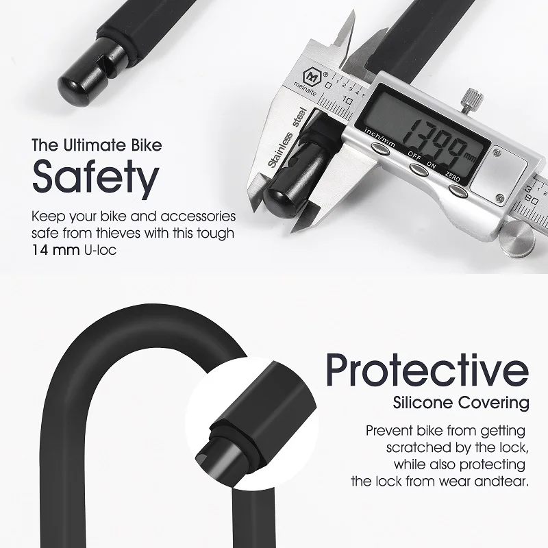 WEST BIKING Bicycle Anti-theft Safety Lock Mountain Bike Cycling U Lock Bike Accessories Motorcycle Scooter Square Lock Steel