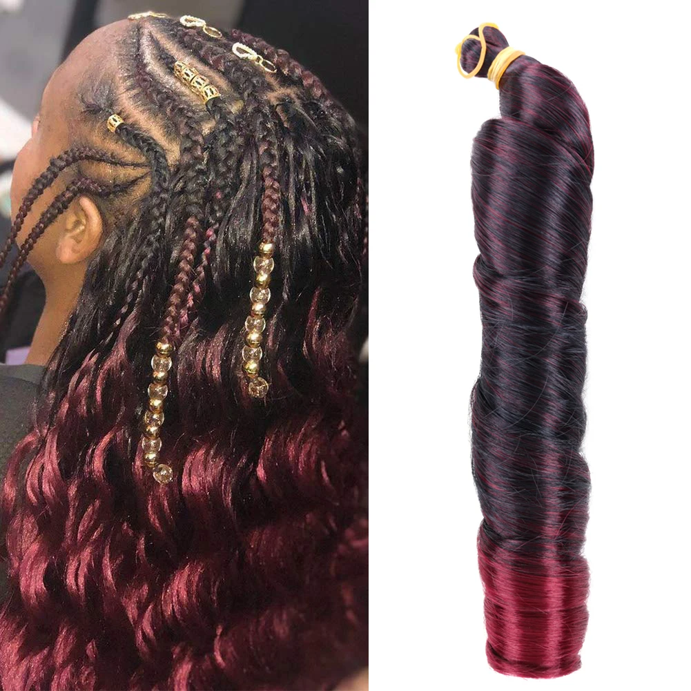 Synthetic Loose Wave Braiding Hair 22 Inch Spiral Curl Braids Crochet Hair Bouncy Silk Bulk Hair For Braiding African Braids