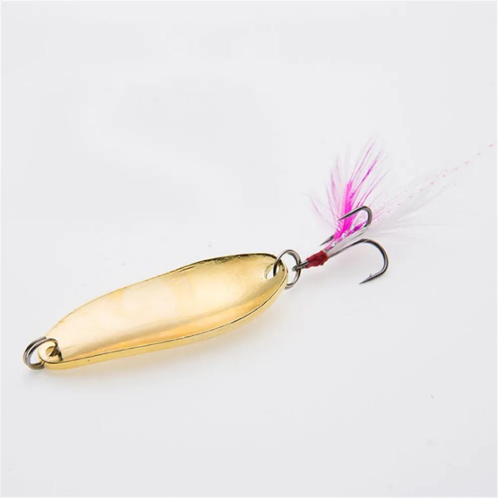 1pcs 8g 12g 15g Metal Bait Spinner Spoon Fishing Lures Hard Baits Full Aqueous Layer Metal Material With Feather Fishing Tackle