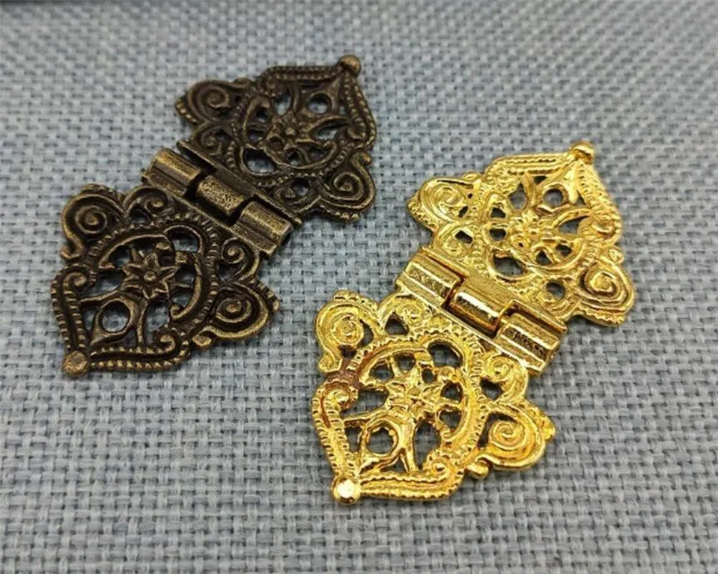 New 300pcs/lot Vintage Alloy Hollow Flower Hinge,Chinese Furniture Hardware,Metal Hinges,Cabinet Door Butt Hinges 24*54mm