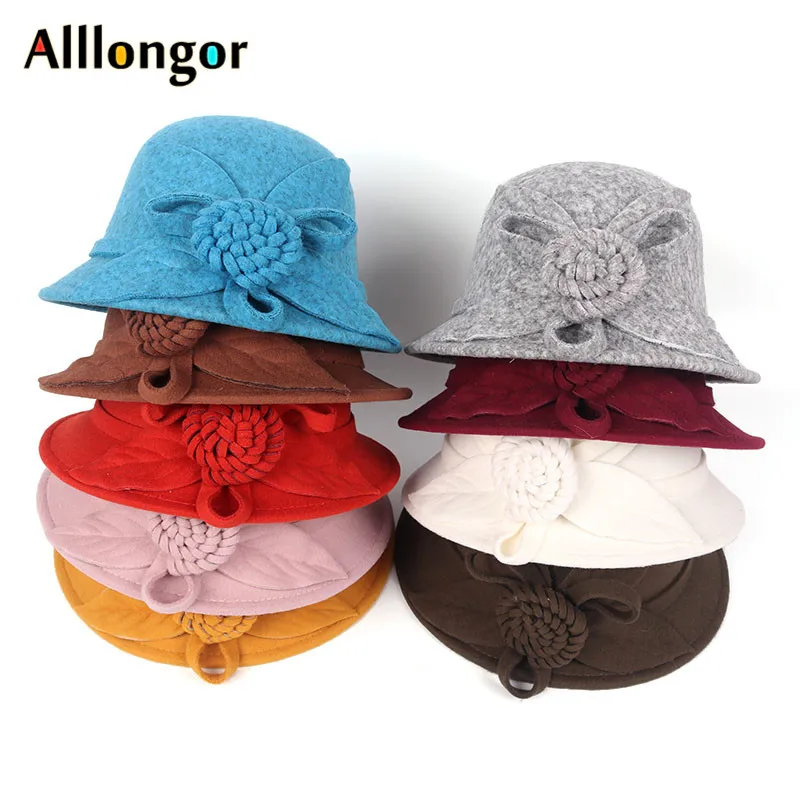 2024 Winter Retro Fedora Hat Women Chapeu femme feutre Floral Sombrero mujer Bowler Hat Vintage formal Wool Fedora Felt hats