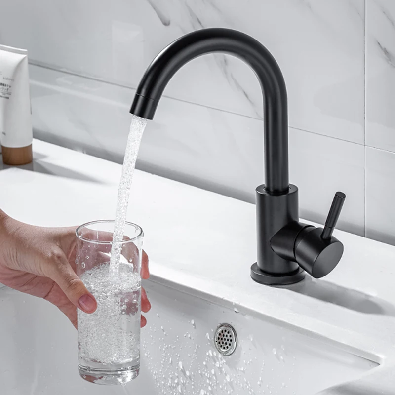 

AZOS Modern Single Hole Bathroom Faucet Matte Black Single Handle Bathroom Sink Faucet Bar Vanity Faucet with 360 Rotate Spout