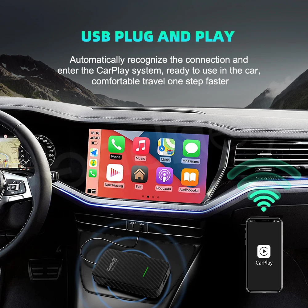 Carlinkit 3 CarPlay Wireless Activator for Mercedes Mazda Chevrolet Citroen Ford Honda Hyundai Jeep Kia Toyota Bmw Carbon fiber