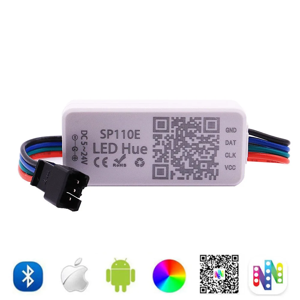 Imagem -02 - Módulo Led Pixel Ring Anel Endereçável Individual 5050 Rgb Ws2812 ic Módulo Led Integrado Usb Fio dc Controlador Sp110e Ws2812b