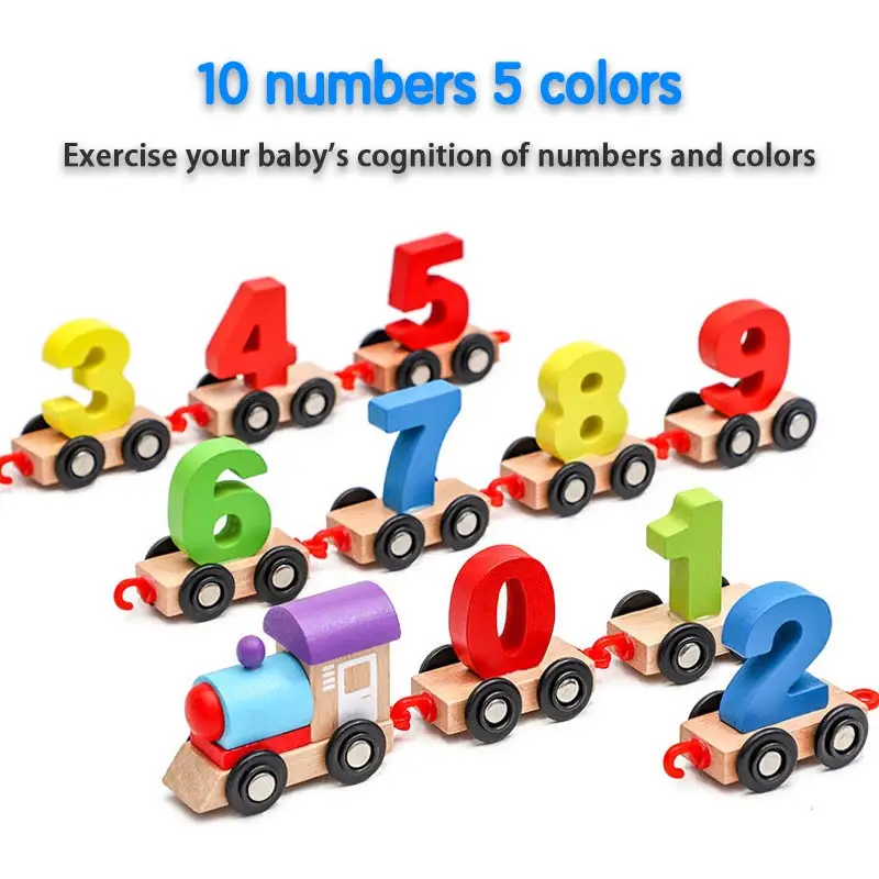 Digital Building Blocks Train Children's Toys Boy Intelligence Early Education Wooden Montessori Halloween And New Year Gifts