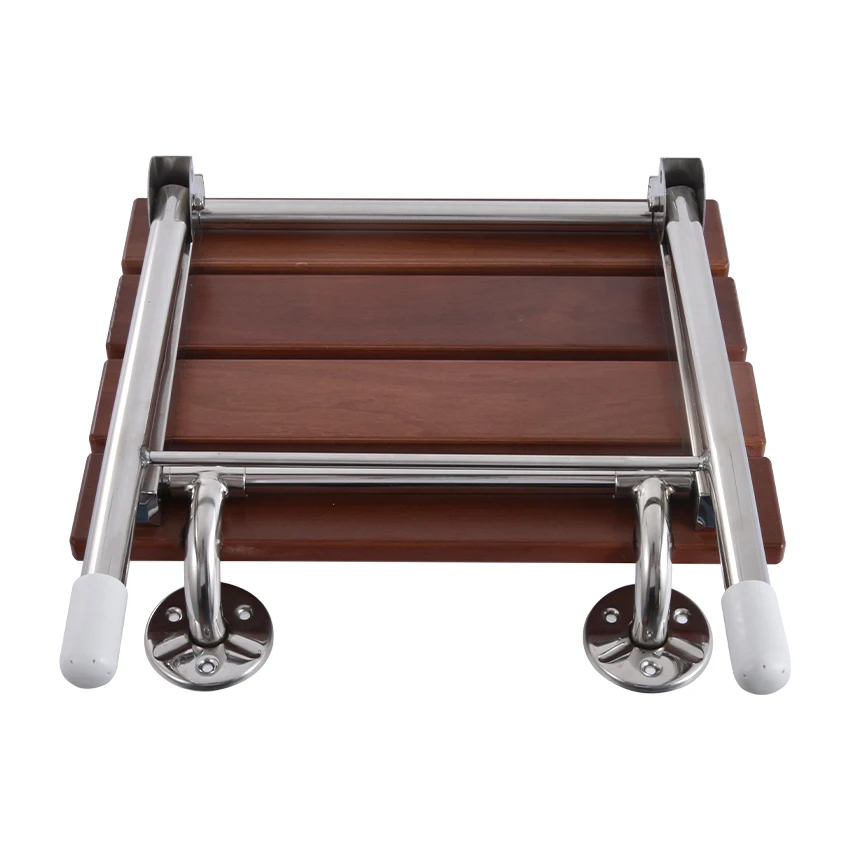 High-quality Bath Shower Wall Chair Home Bathroom Stool Household Wall Mounted Shower Seat Solid Wood Folding Chair - With Legs