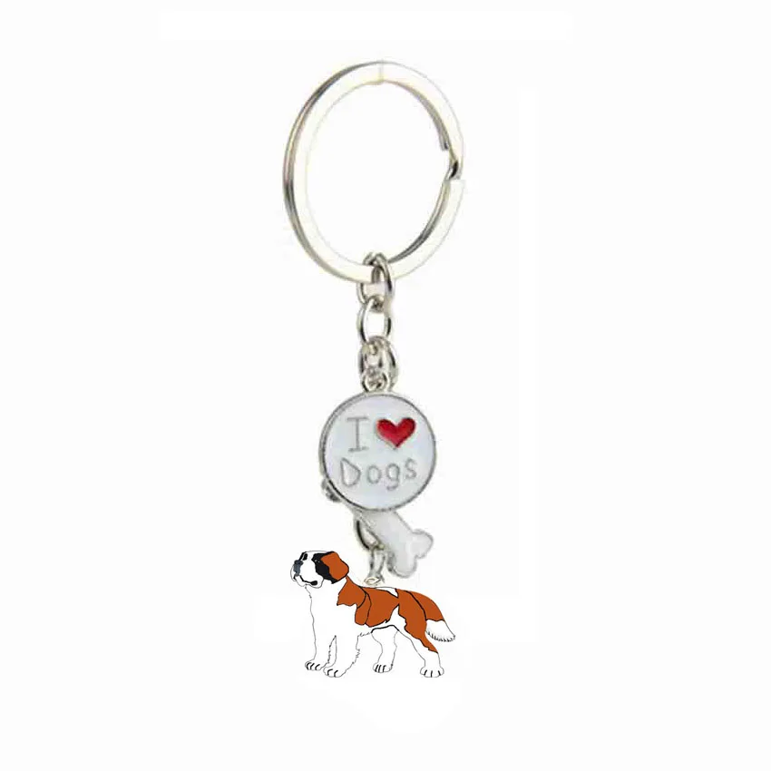 Fashion Dog Jewelry Saint Bernard Chain Key Ring Gift For Women Girl Bag Charm Keychain  Animal Pendant Jewelry