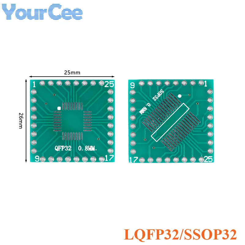 10pcs/2pcs LQFP32 SSOP32 Adapter Converter Plate 0.8mm Pitch Transfer PCB Pinboard SMD to DIP Socket IC Test Board