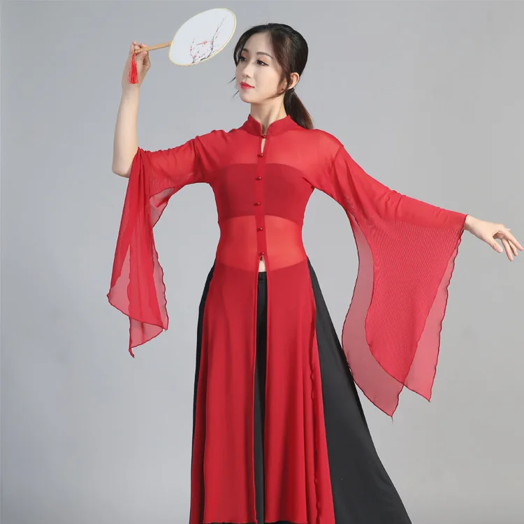 Chinese Wide Sleeve Classical Dance Body Rhyme Clothing For Women Chinese Traditional Dress Hanfu Blouse Pant