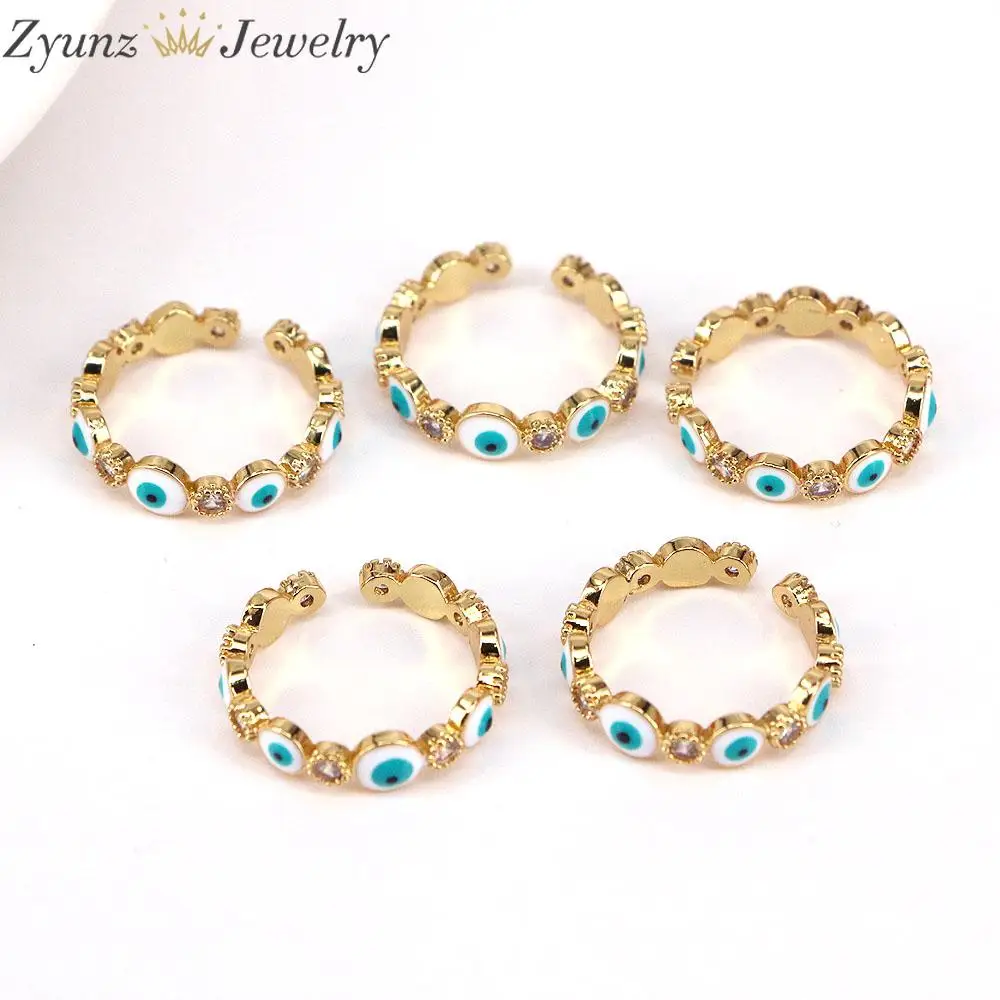 10PCS, Greek Blue Eye Ring, CZ Bands Stackable Ring For Woman Jewelry