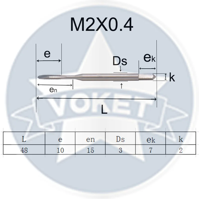 

VOKET HSS DIN371 Spiral Pointed Tap M2 M2.5 M3 M4 M5 M6 M8 M10 M12 X0.4 X0.45 X0.5 X0.7 X0.8 X1 X1.75 Machine Screw Thread Taps