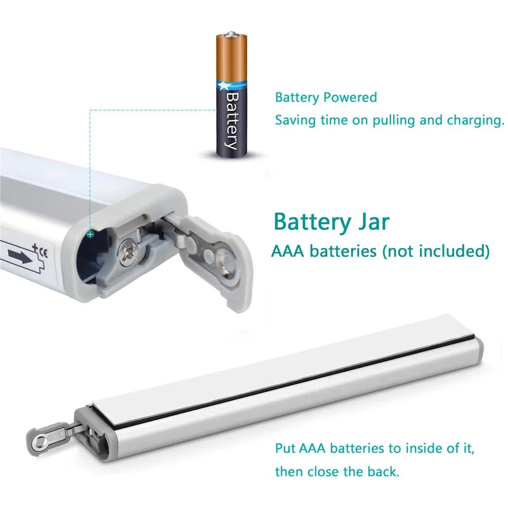 Imagem -04 - Fita de Led com Sensor de Movimento 10 para Armários e Guarda-roupas Lâmpada Noturna Alimentada por Bateria Magnética