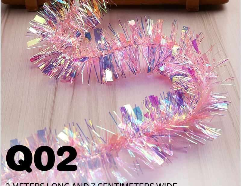 2 m wunderschöne bunte Folienmörder Weihnachtsbaum Girlande Geburtstag Party Hochzeit Dekor Thanksgiving Home Dekoration Lieferungen – Detail 5