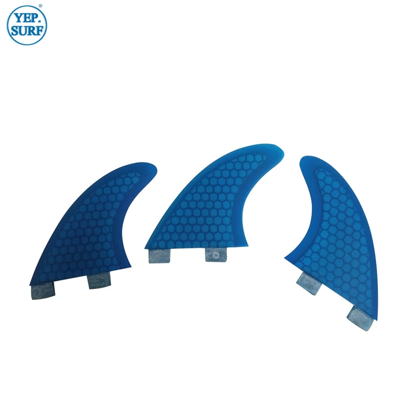 Surfing Double Tabs with Honeycomb Fibreglass Fin, GX Size Fins, Blue Color, Surf Quilhas Double Tabs