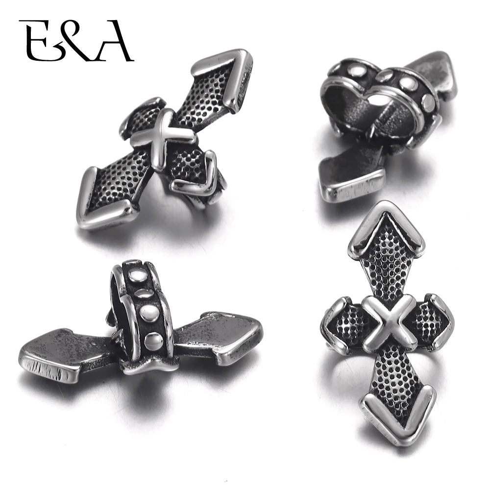 Stainless Steel Slide Beads Double Hole Fit 5mm Leather Rope Bracelet Jewelry Making Accessories DIY Charm Slider Findings