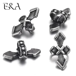 Stainless Steel Slide Beads Double Hole Fit 5mm Leather Rope Bracelet Jewelry Making Accessories DIY Charm Slider Findings